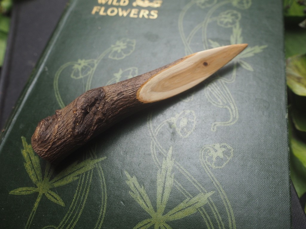 English Yew Wood Athame - Dark Goddess - Wiccan Ritual Knife - Handcarved