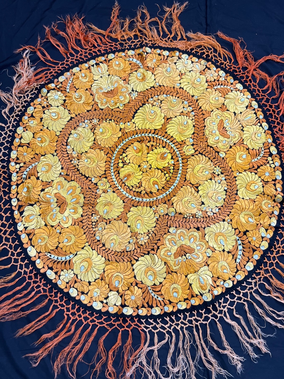 Vintage Matyo Embroidered Tablecloth Hungarian Silk Folk Art | Hand-Stitched S40 Vintage Matyo Embroidered Tablecloth Hungarian Silk Folk Art | Hand-Stitched S40