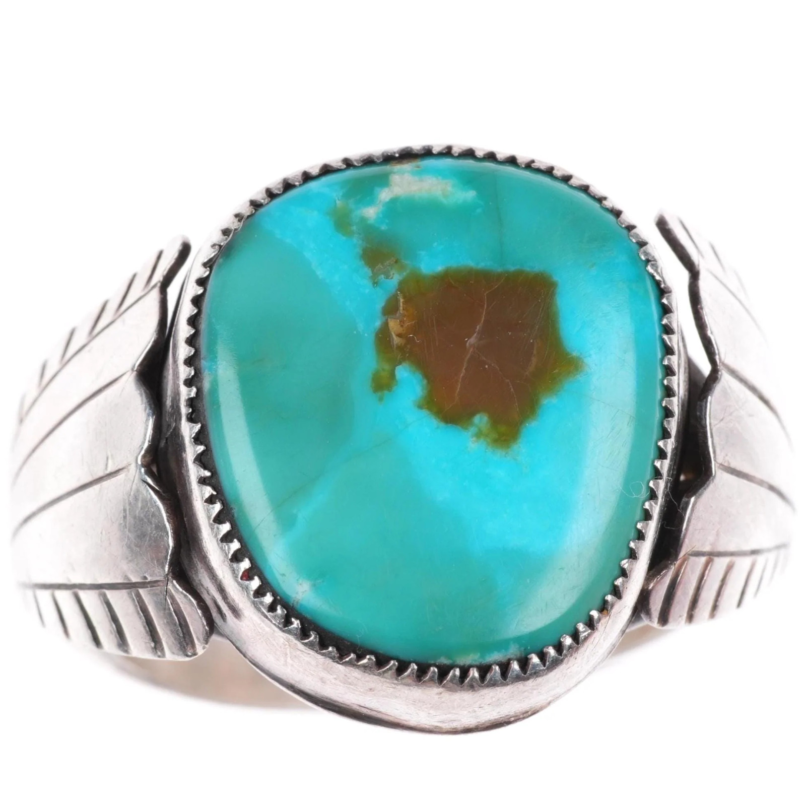 sz13 vintage Navajo sterling silver turquoise size 13 men's ring