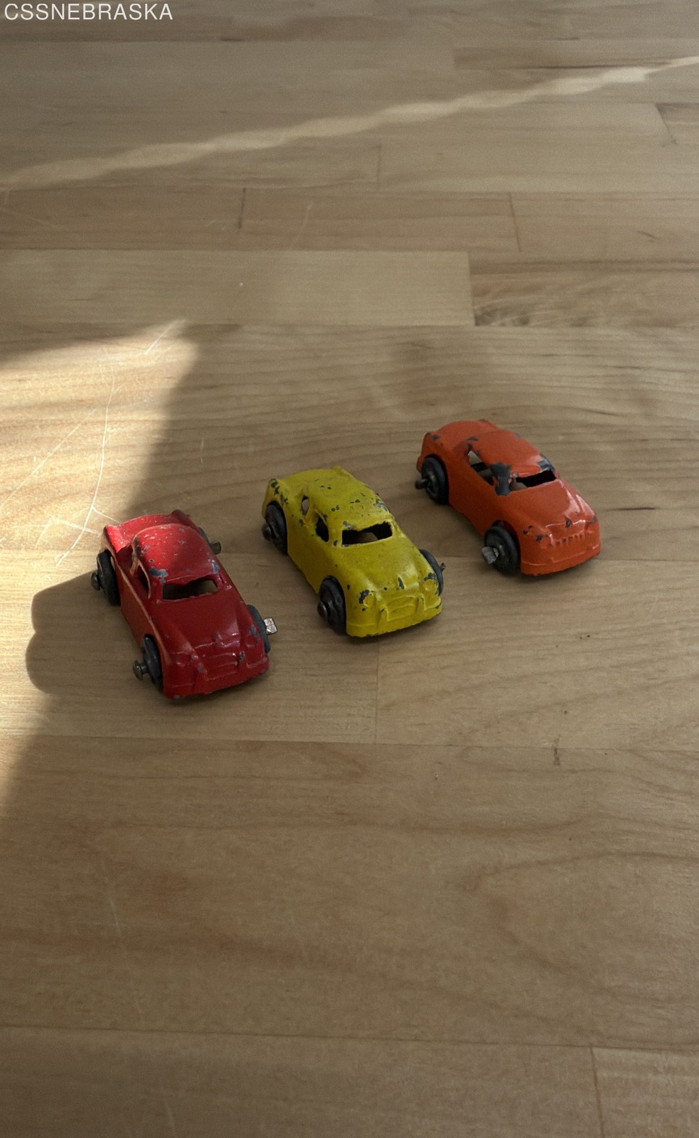 Vintage 1950s Barclay Diecast Miniature Cars 1.5 Inch Red Yellow Orange Lot 3