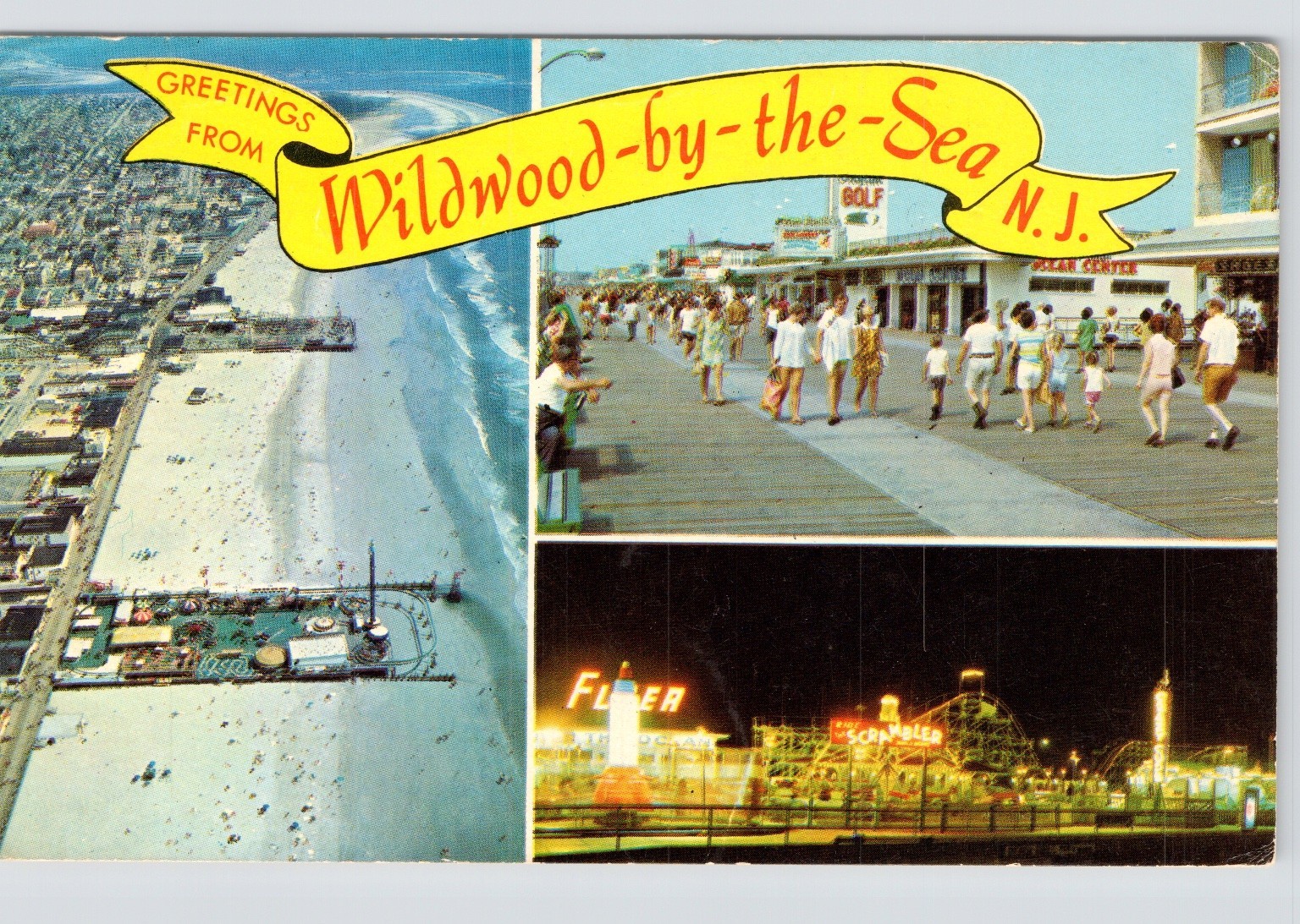 Wildwood by the Sea New Jerse Hunt\'s Pier Boardwalk Beach Multi View Postcard Wildwood by the Sea New Jerse Hunt\'s Pier Boardwalk Beach Multi View Postcard