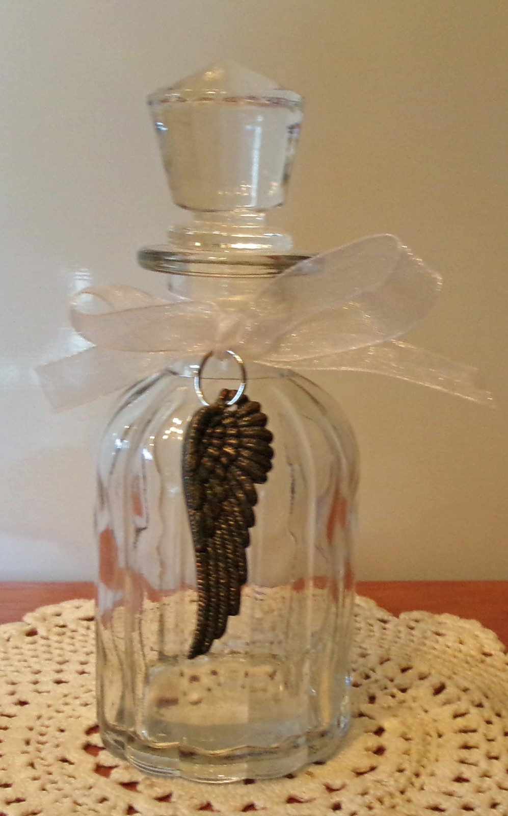 New  Clear Glass Bottle With Faceted Glass Stopper 5 1/2\