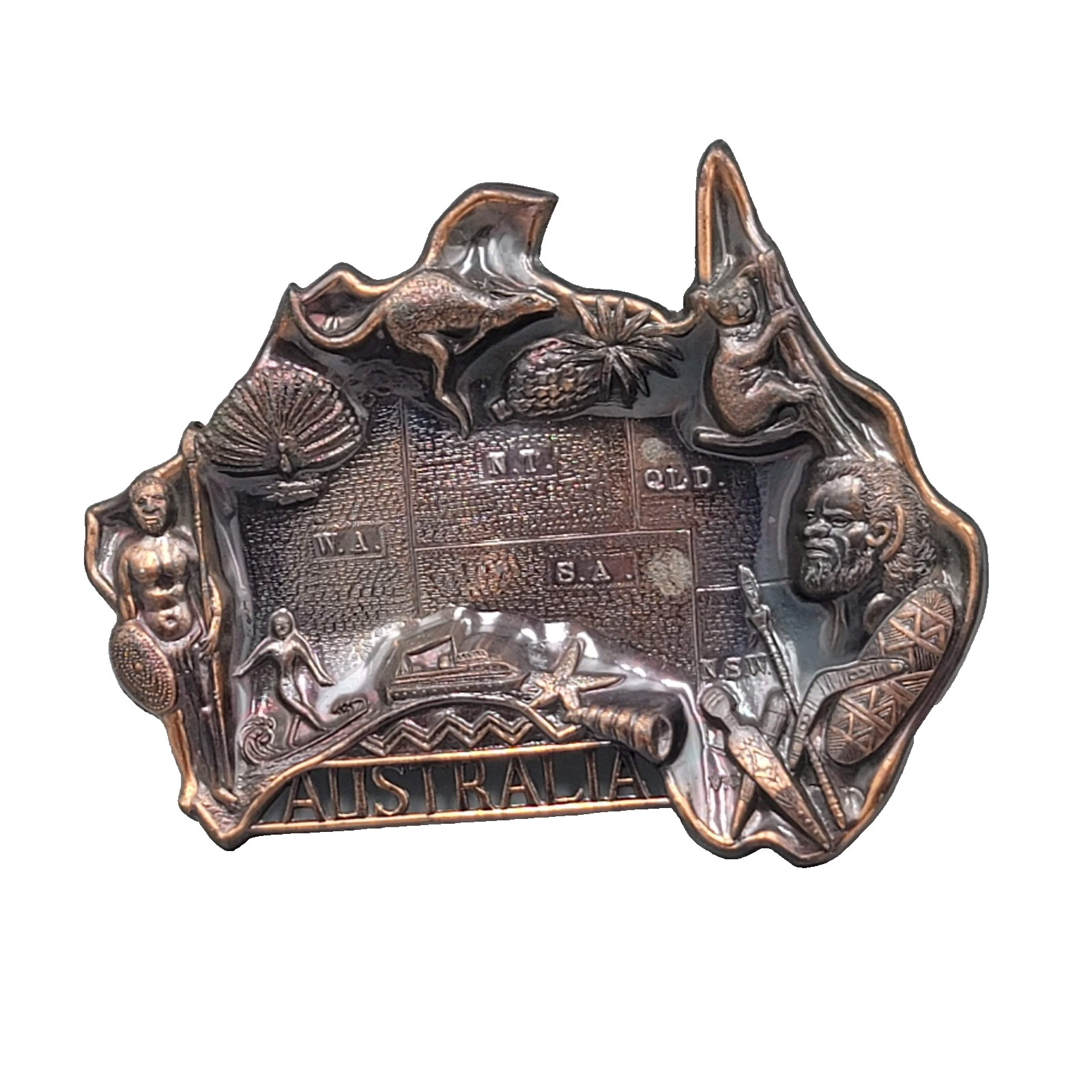 Vintage Metal Ashtray Trinket Dish  Australia Travel Souvenir 6.5\