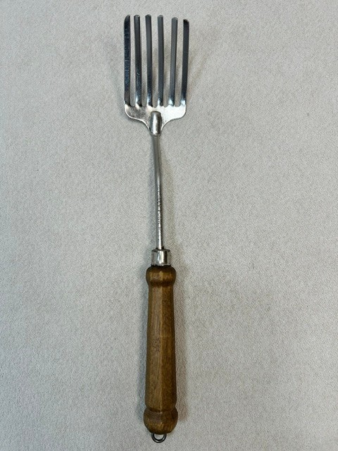 Vintage Foley Pastry Fork 6 Tines Wood Handle Stainless Kitchen Blend Mix Whip