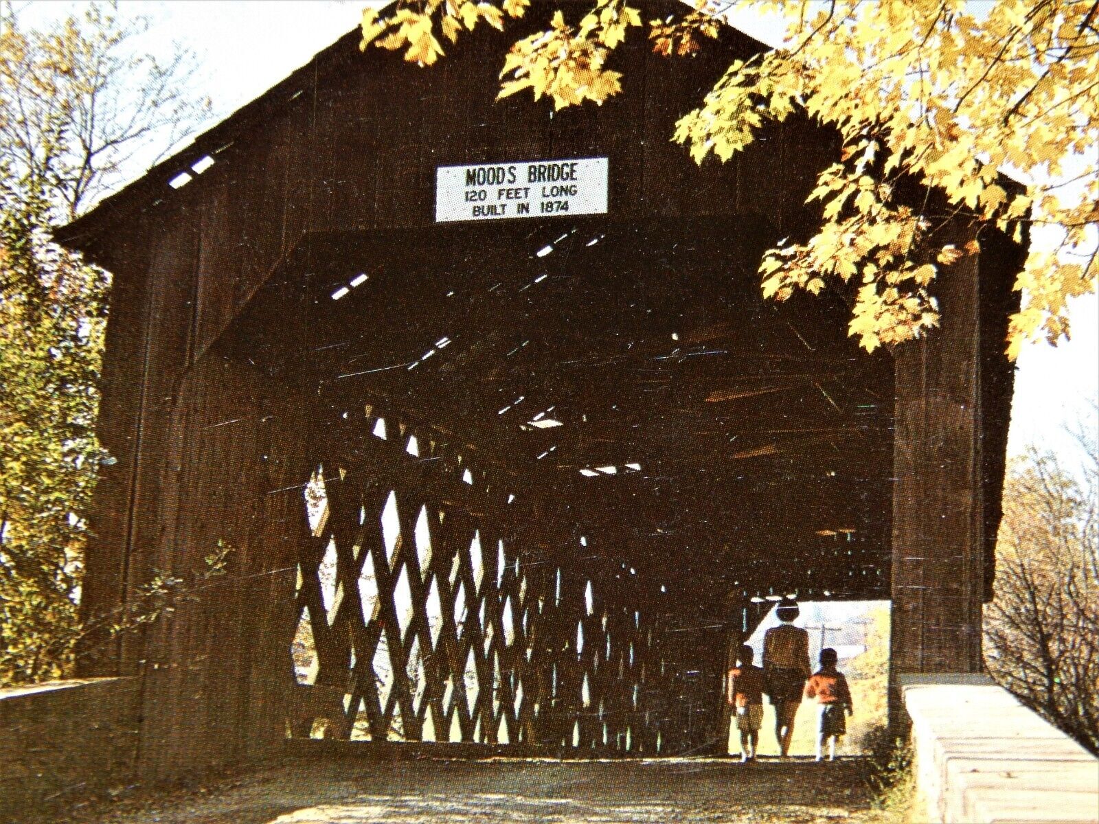 Vintage Postcard, PERKASIE, PA,Bucks County,Moods Covered Bridge,Perkiomen Creek
