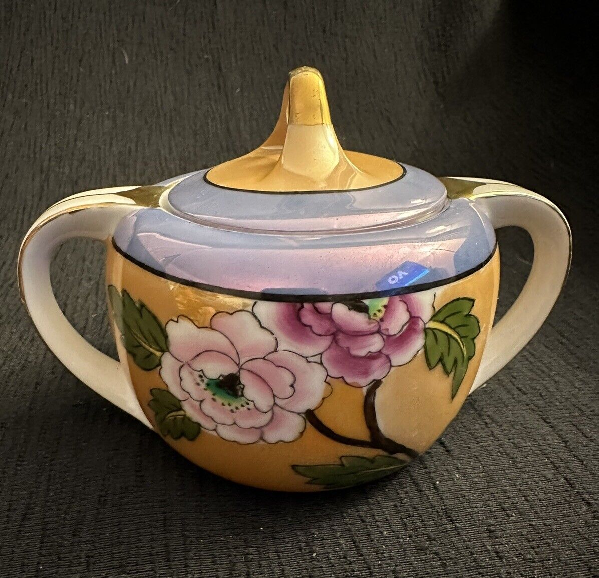 Noritake M Vintage Japanese Lusterware Floral Pattern Hand Painted Sugar Bowl