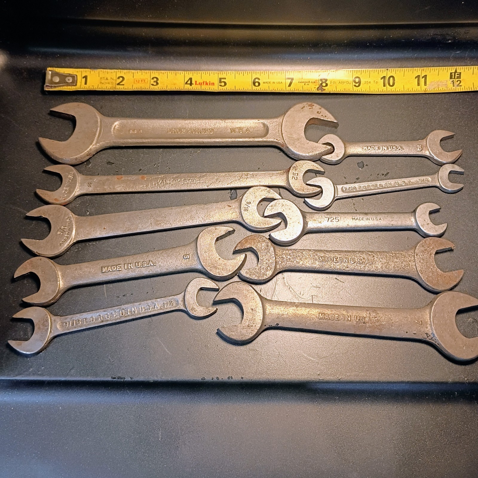 Lot Of 10 Forged In USA Vintage To Antique Wrenches 8\