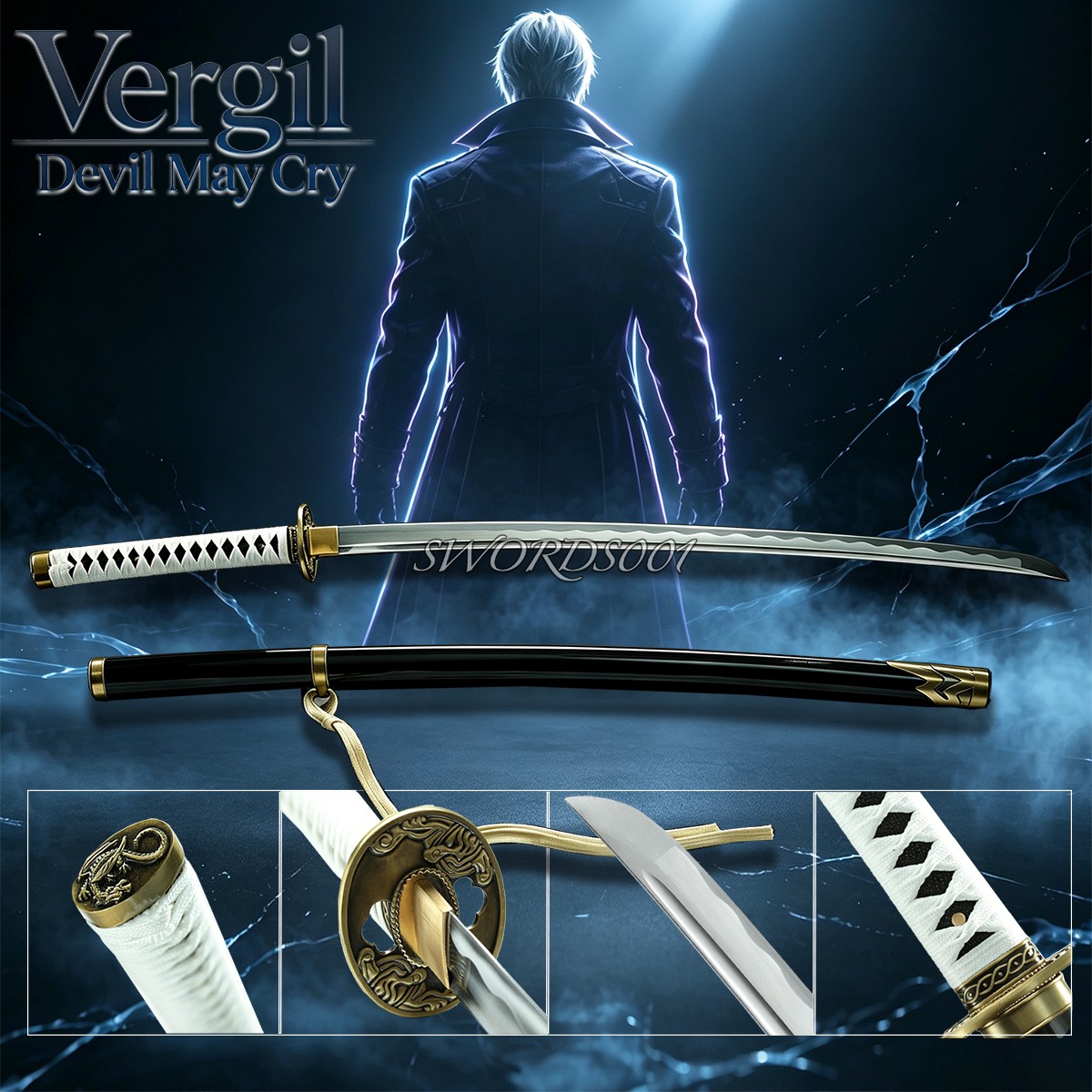 Hand Forged T10 Steel Yamato Katana Devil May Cry Vergil's Sword Sharp Full Tang