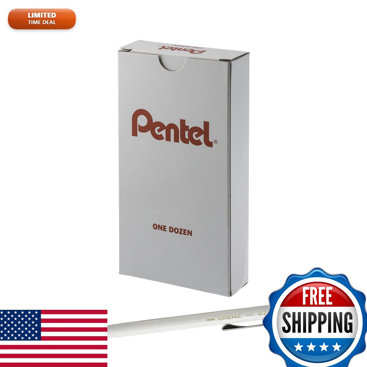 Pentel Orenz Mechanical Pencil 0.2mm White Barrel Box of 12 PP502W Pentel Orenz Mechanical Pencil 0.2mm White Barrel Box of 12 PP502W