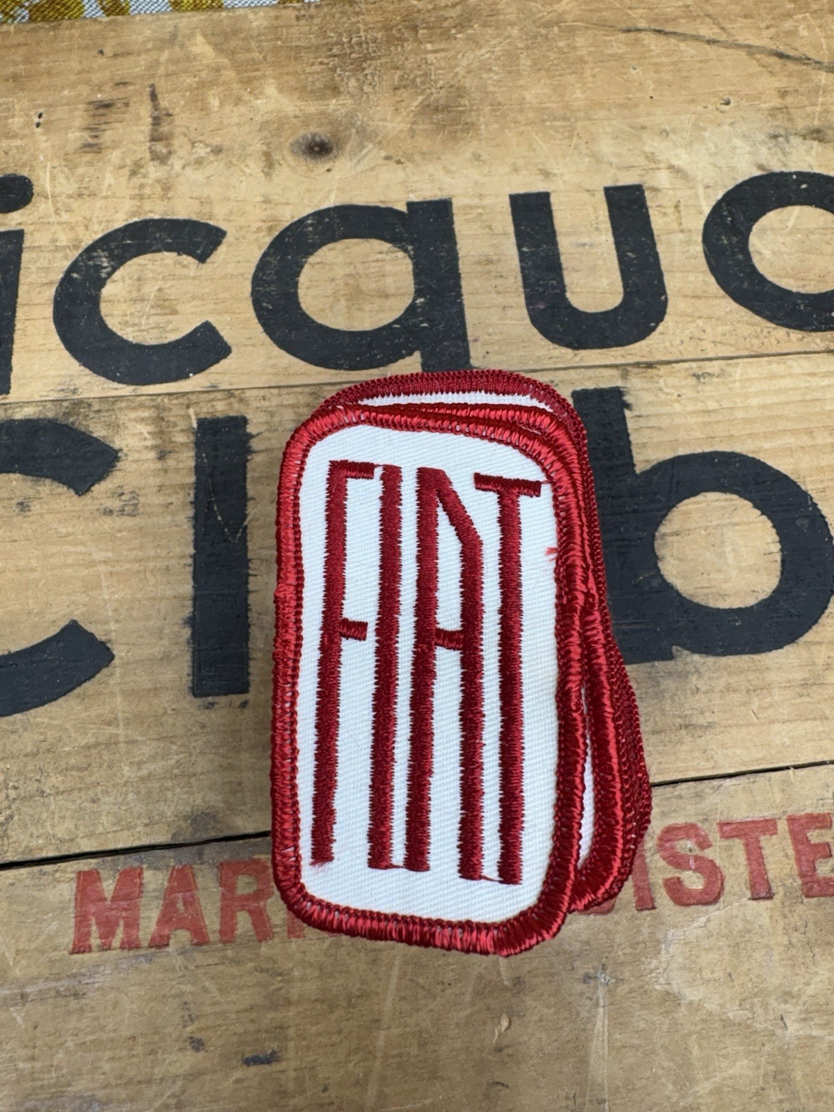 25 Vtg Fiat Red White Patches 1.75\