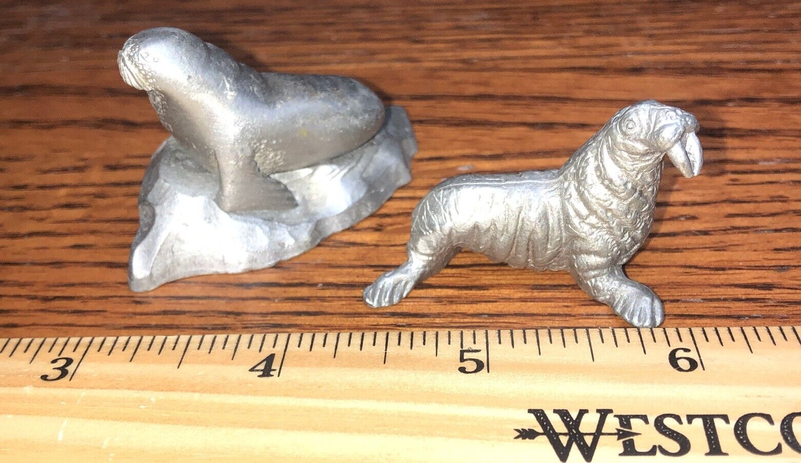 2 Pewter Walrus  Figurines
