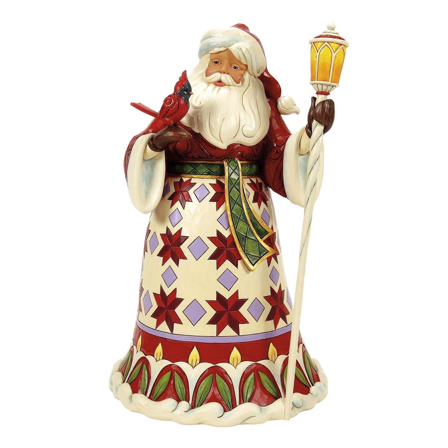 Jim Shore Heartwood Creek Santa with Cardinal on Hand Figurine 6017002