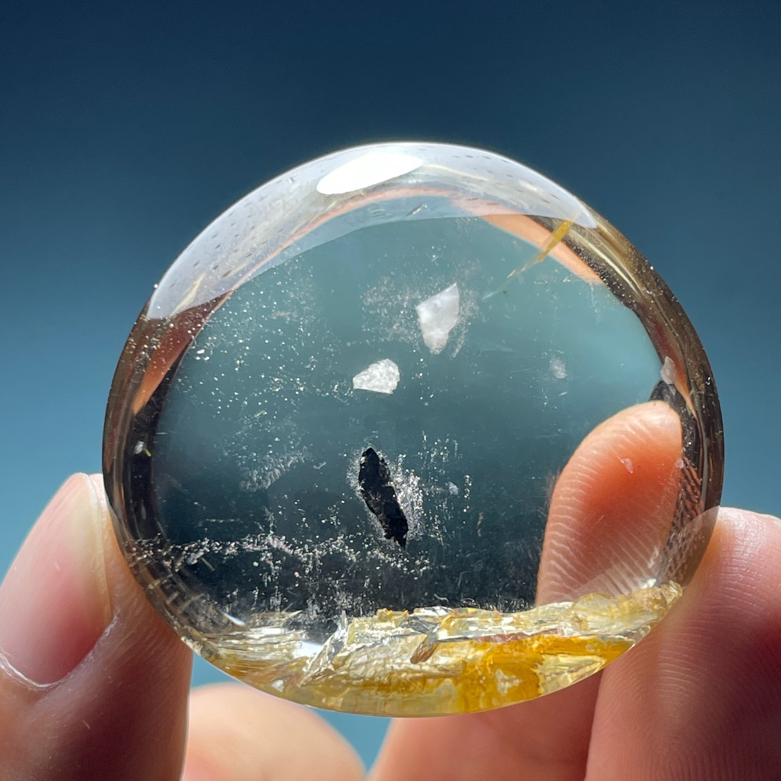197Ct Rare Natural Clear calcite Crystal Quartz Pendant Polished Reiki Specimen
