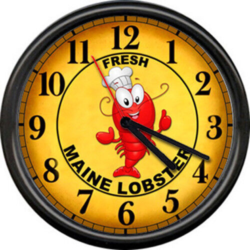 Red Maine Lobster Shop Boiling Pot Seafood Restaurant Fish House Wall Clock