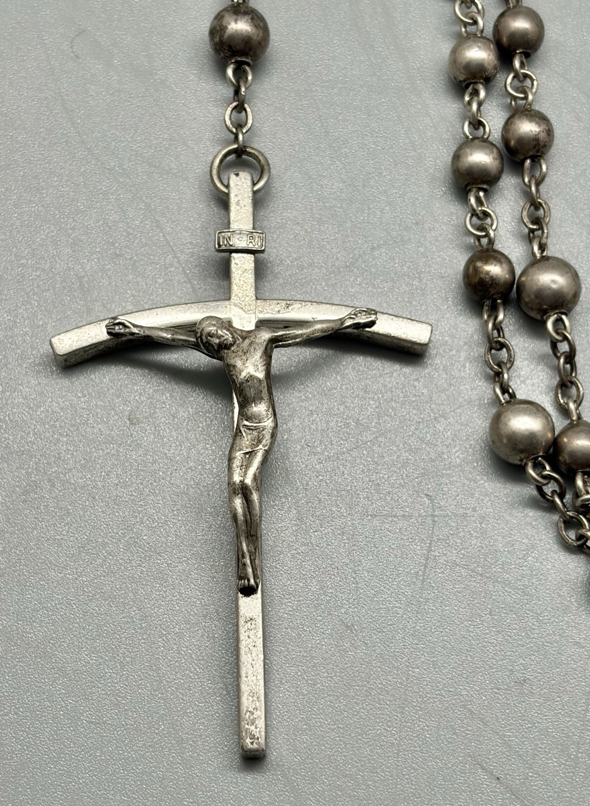 VINTAGE CREED ALL STERLING SILVER ROSARY 30.4g 26” CLASSIC CRUCIFIX VINTAGE CREED ALL STERLING SILVER ROSARY 30.4g 26” CLASSIC CRUCIFIX