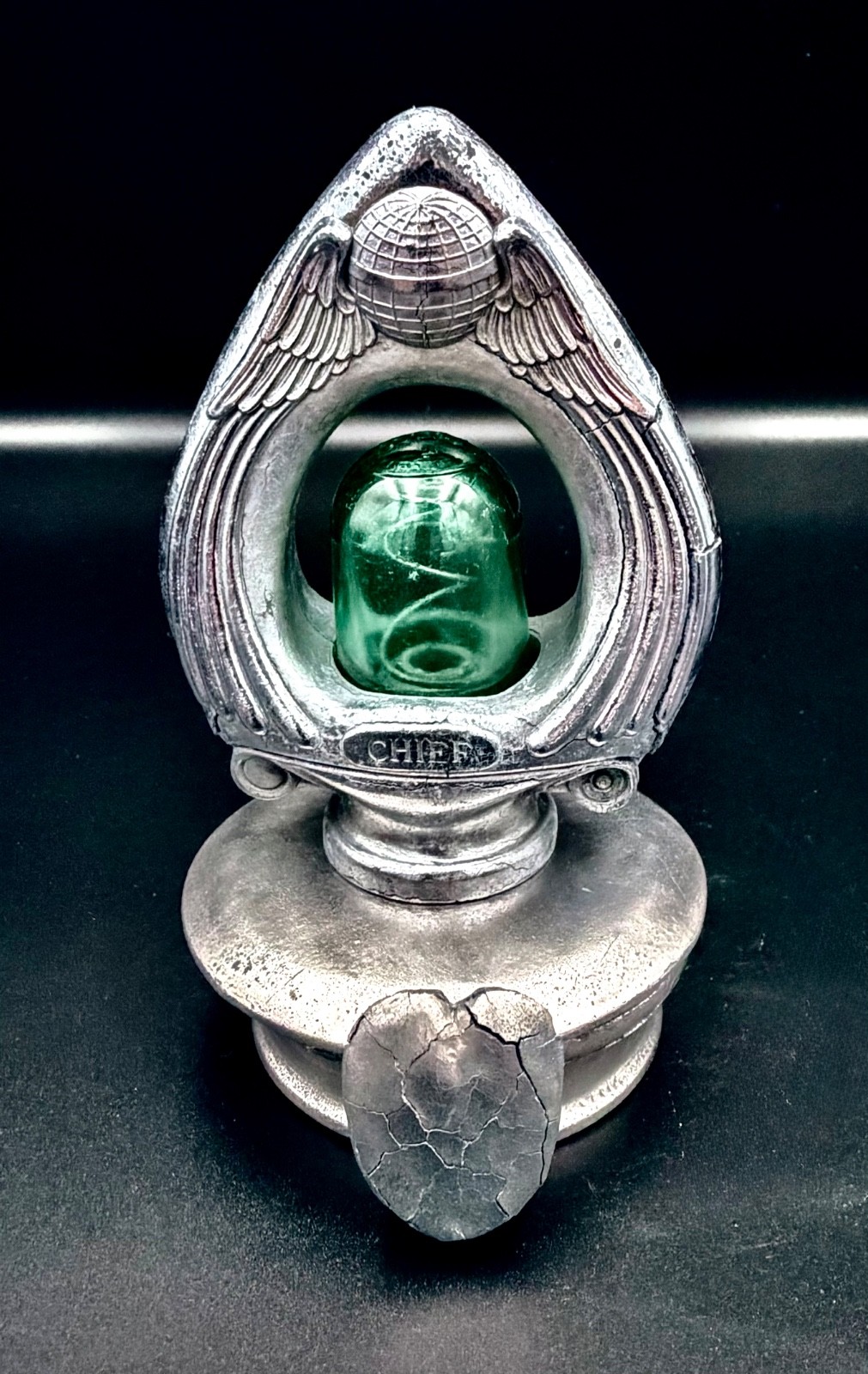 Rare Anso Motector CHIEF Radiator Cap Temperature Gauge Green Glass Vintage