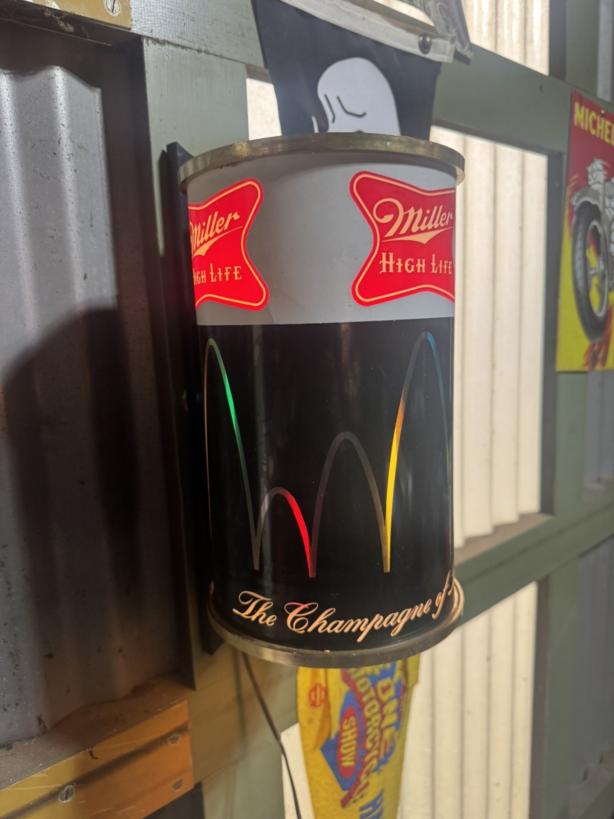 Vintage Miller High Life Beer Rotating Bouncy Ball Wall Mount Sconce NO CRACKS