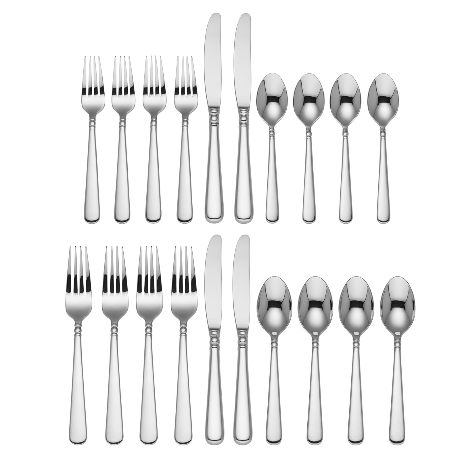 Lenox Pearl Platinum 20-Piece Flatware Set Service for 4 18/10 Silver, Metallic Lenox Pearl Platinum 20-Piece Flatware Set Service for 4 18/10 Silver, Metallic