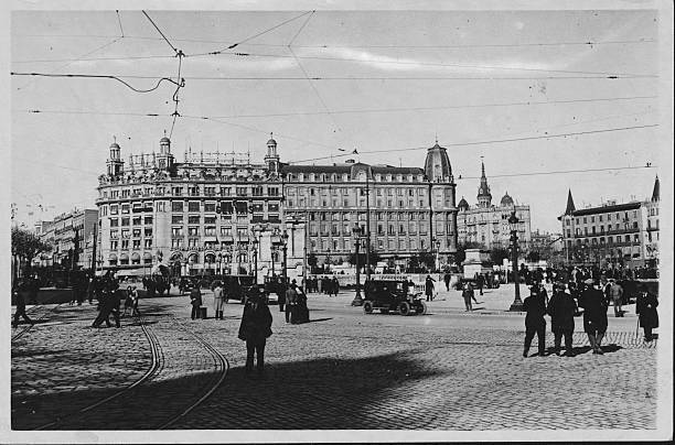 View Of Place De Catalogne In Barcelona 1900S Old Photo View Of Place De Catalogne In Barcelona 1900S Old Photo