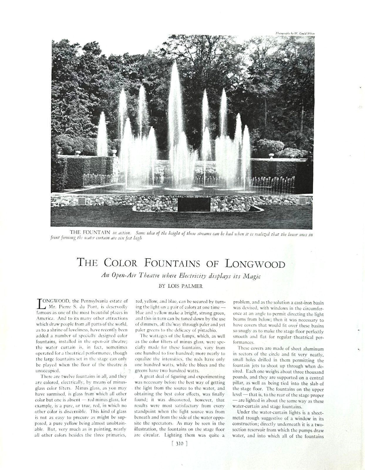 Color Fountains of Longwood Gardens 1929 Pierre S. du Pont Estate Kennett Square