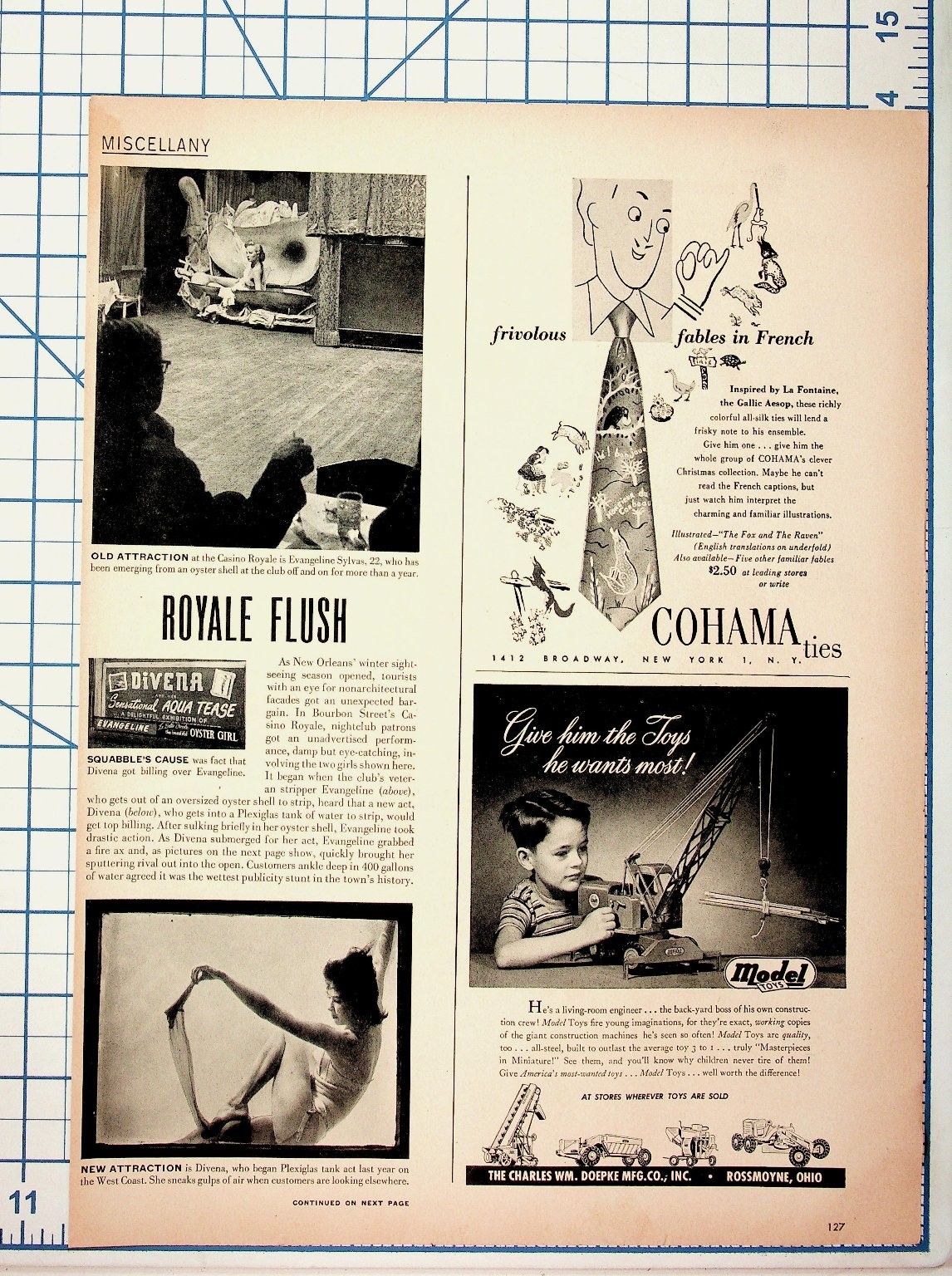 1950s Magazine Page Vintage Barbasol Ad & Royale Flush Casino Ephemera