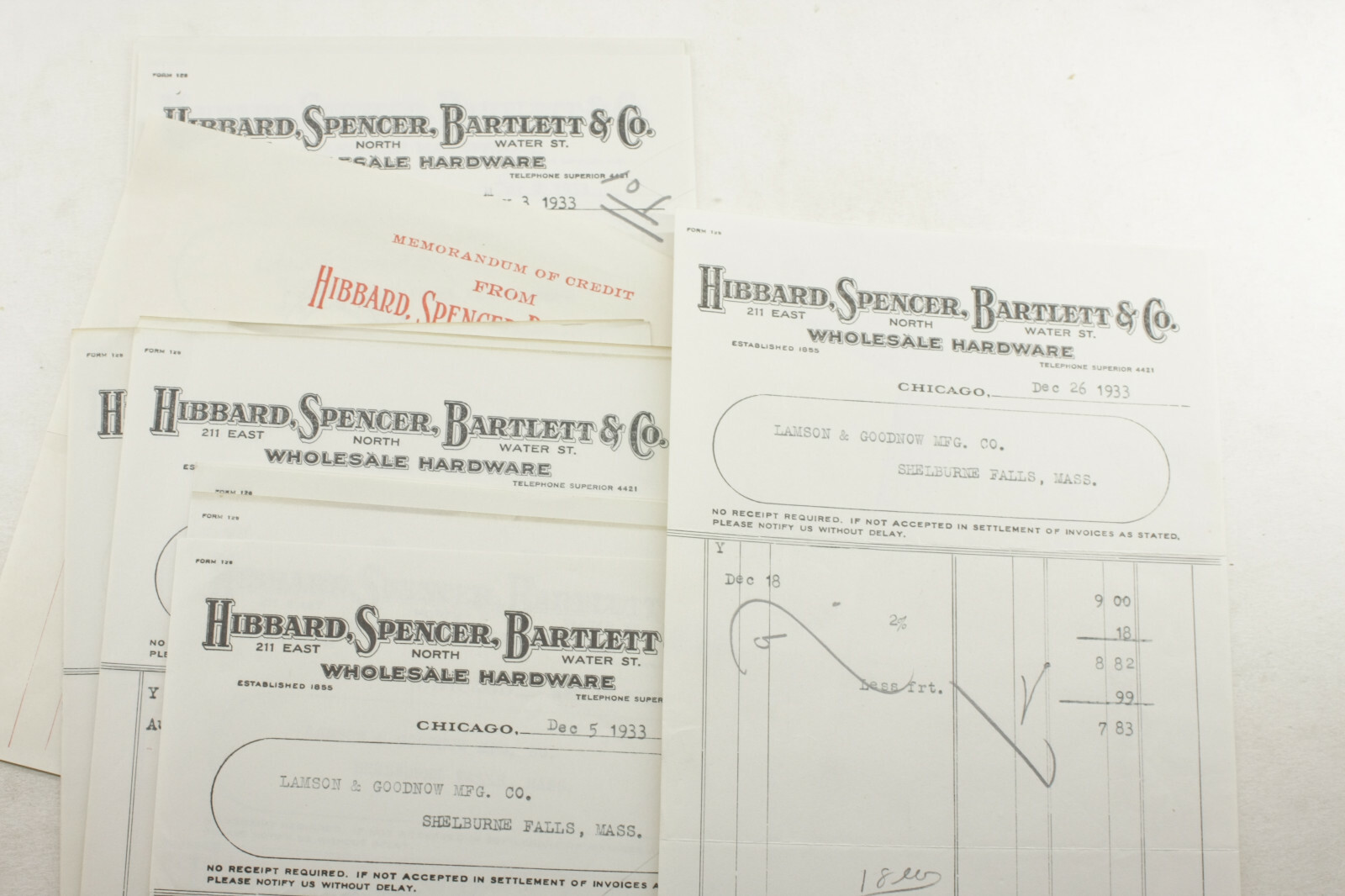 1933 Lamson Goodnow Hibbard Spencer Bartlett & Co Chicago IL Ephemera P1266K