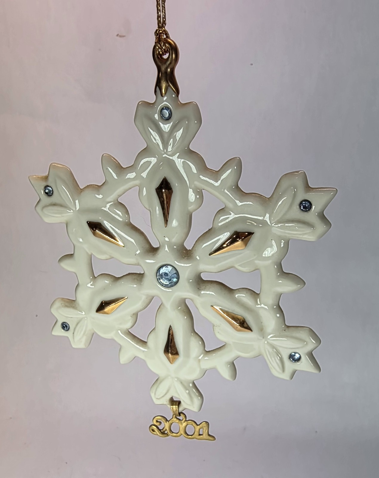 2001 Lenox China Snowflake With Gemstone