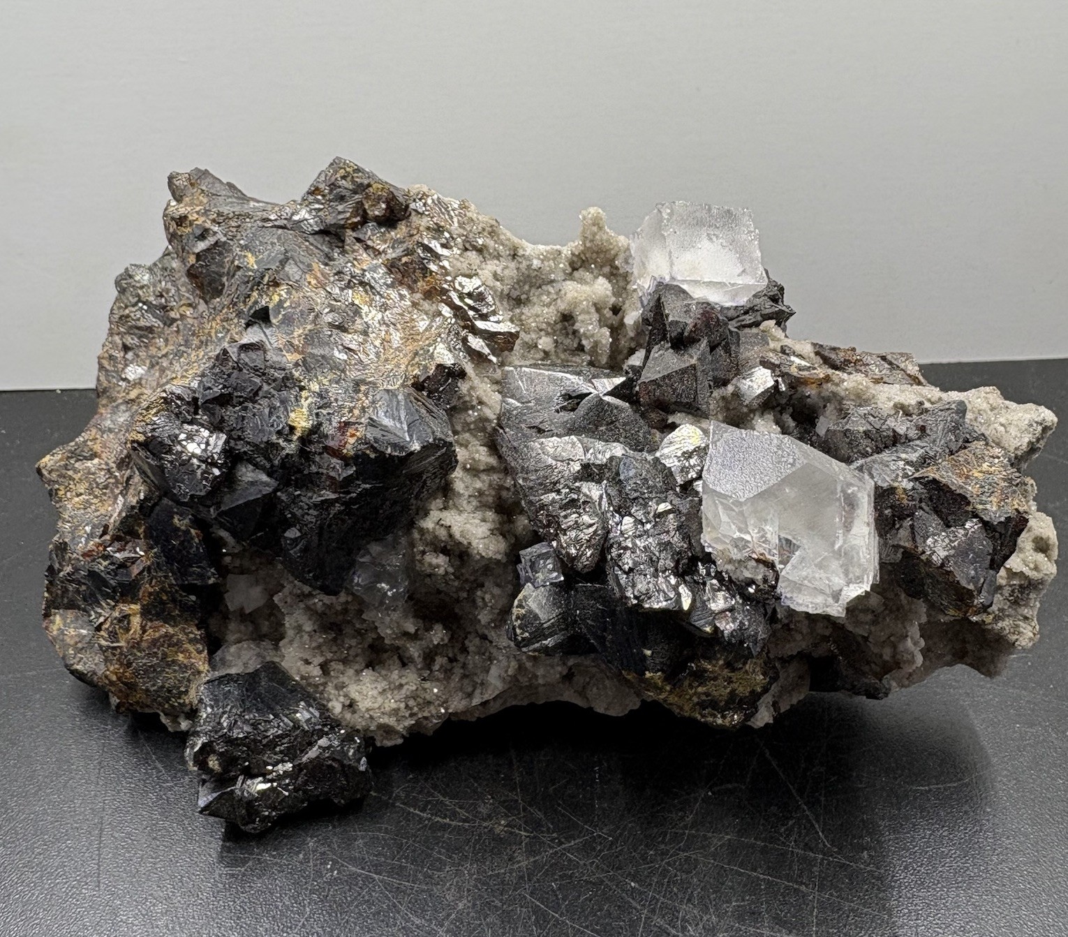 Cubic Fluorite on Sphalerite & Galena Crystal Cluster Mineral