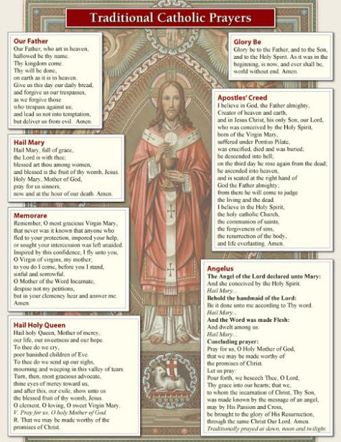 Catholic Prayer Poster, LAMINATED, 8.5 x 11 in size, 14 Prayers