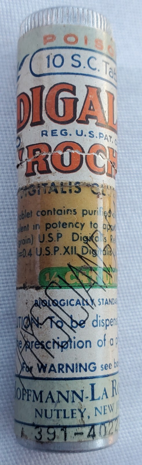 Vintage Digalen Digitalis Glucosides Medicine Tube Tin Sample Hoffmann La Roche 