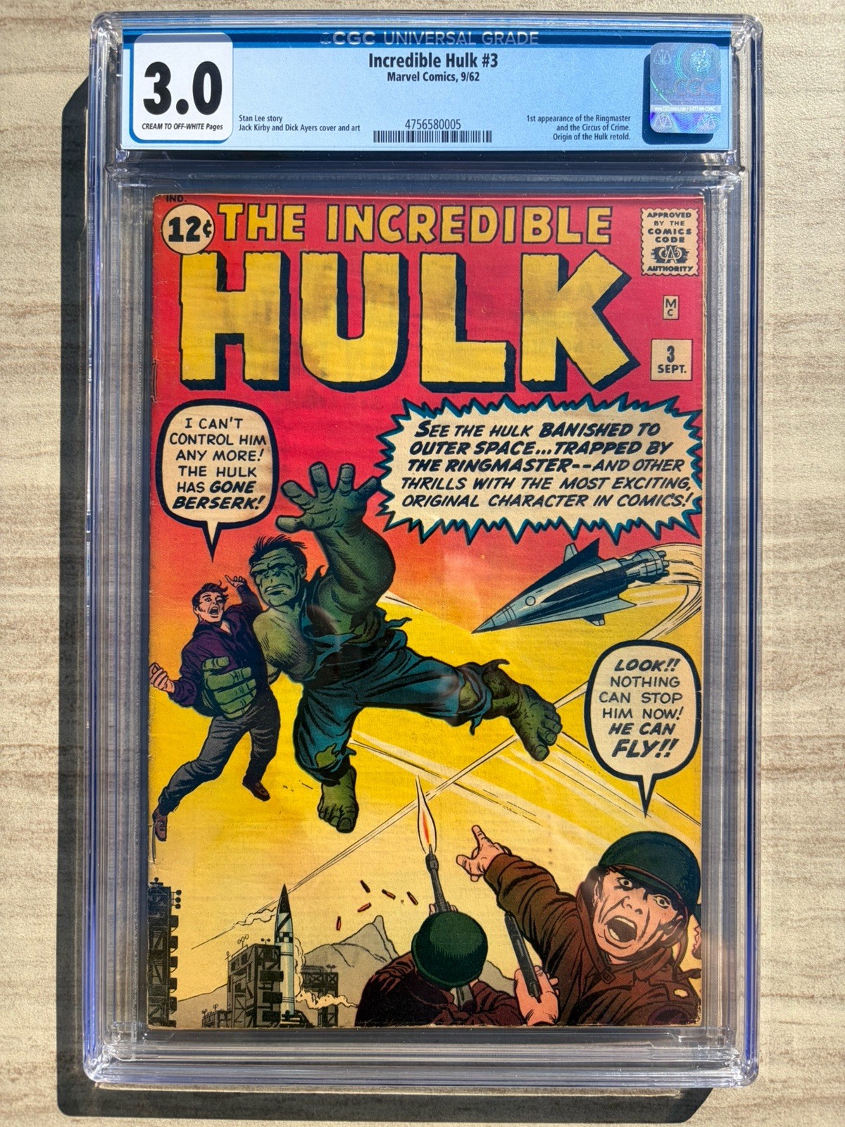 Incredible Hulk 3 1962 Marvel Comics CGC G/VG 3.0 Origin Retold 3rd App Hulk