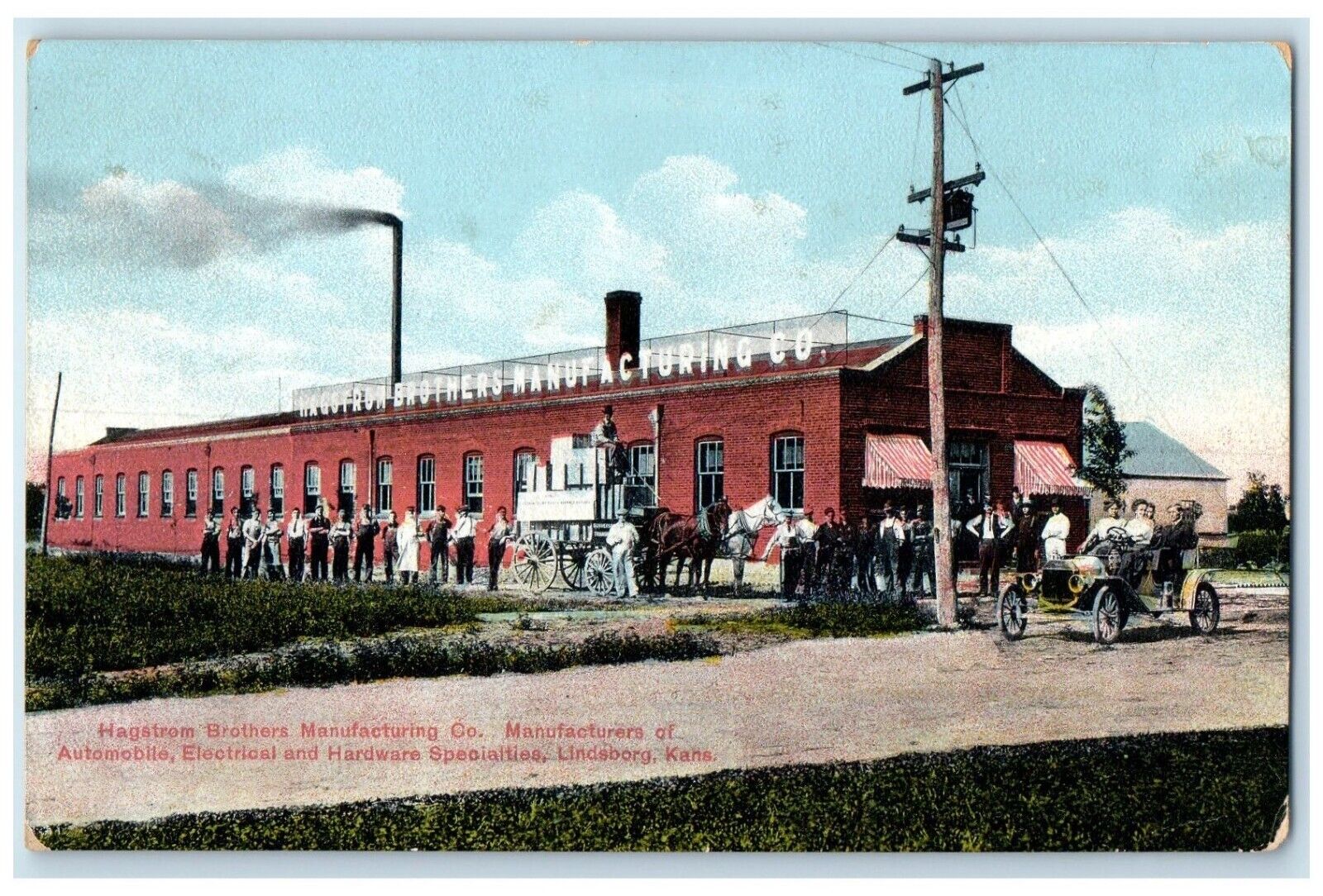 c1910's Automobile Electrical And Hardware Specialties Lindsborg KS Postcard