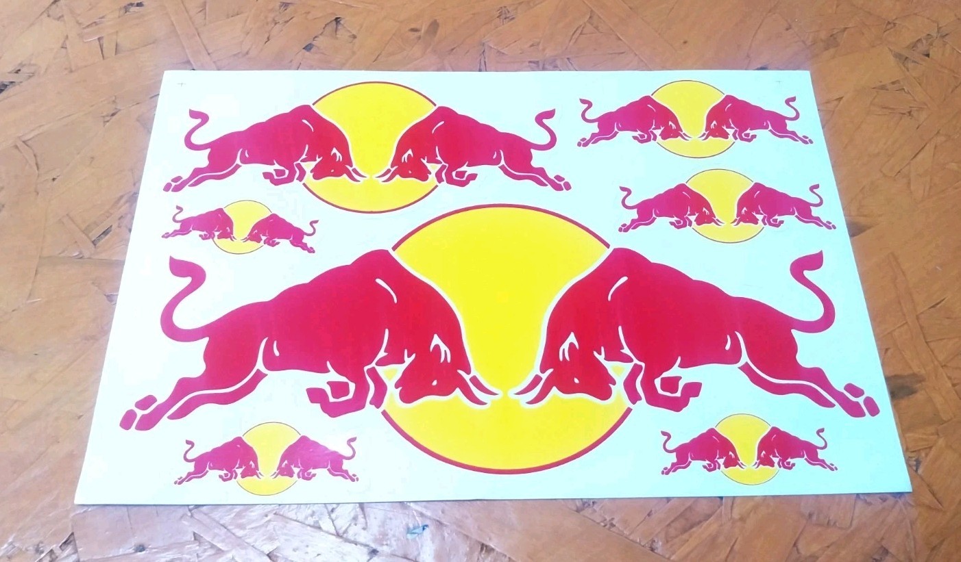 Red Bull Sticker Sheet Of 7 Stickers 7x10.5 Red Bull Sticker Sheet Of 7 Stickers 7x10.5