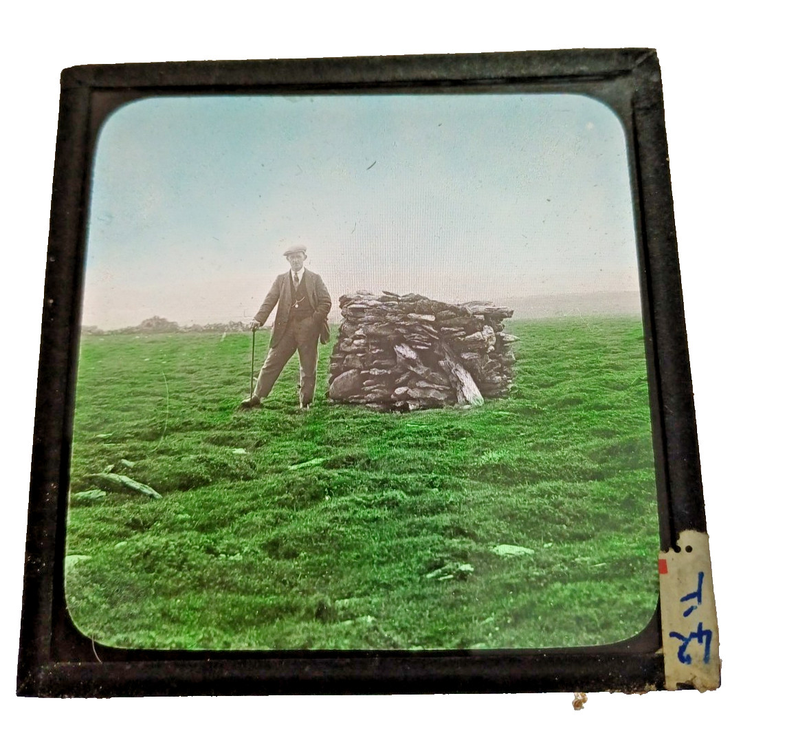 Richard Kearton Glass Lantern Slide St Kilda Cleit Stone Hide 1896 Outer Hebride