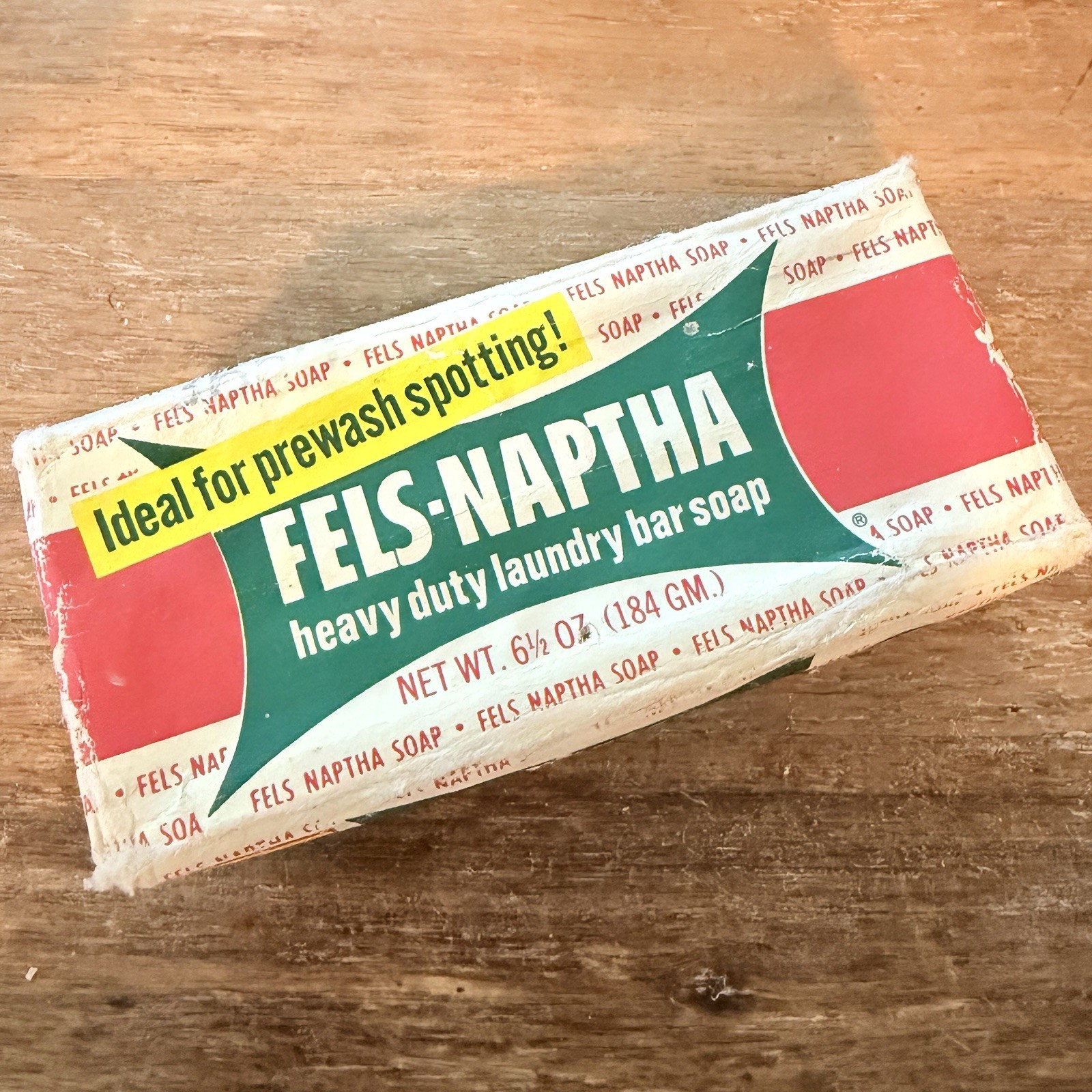 Vintage Fels Naptha Heavy Duty Laundry Bar Soap 6.5 oz Original Sealed Purex USA