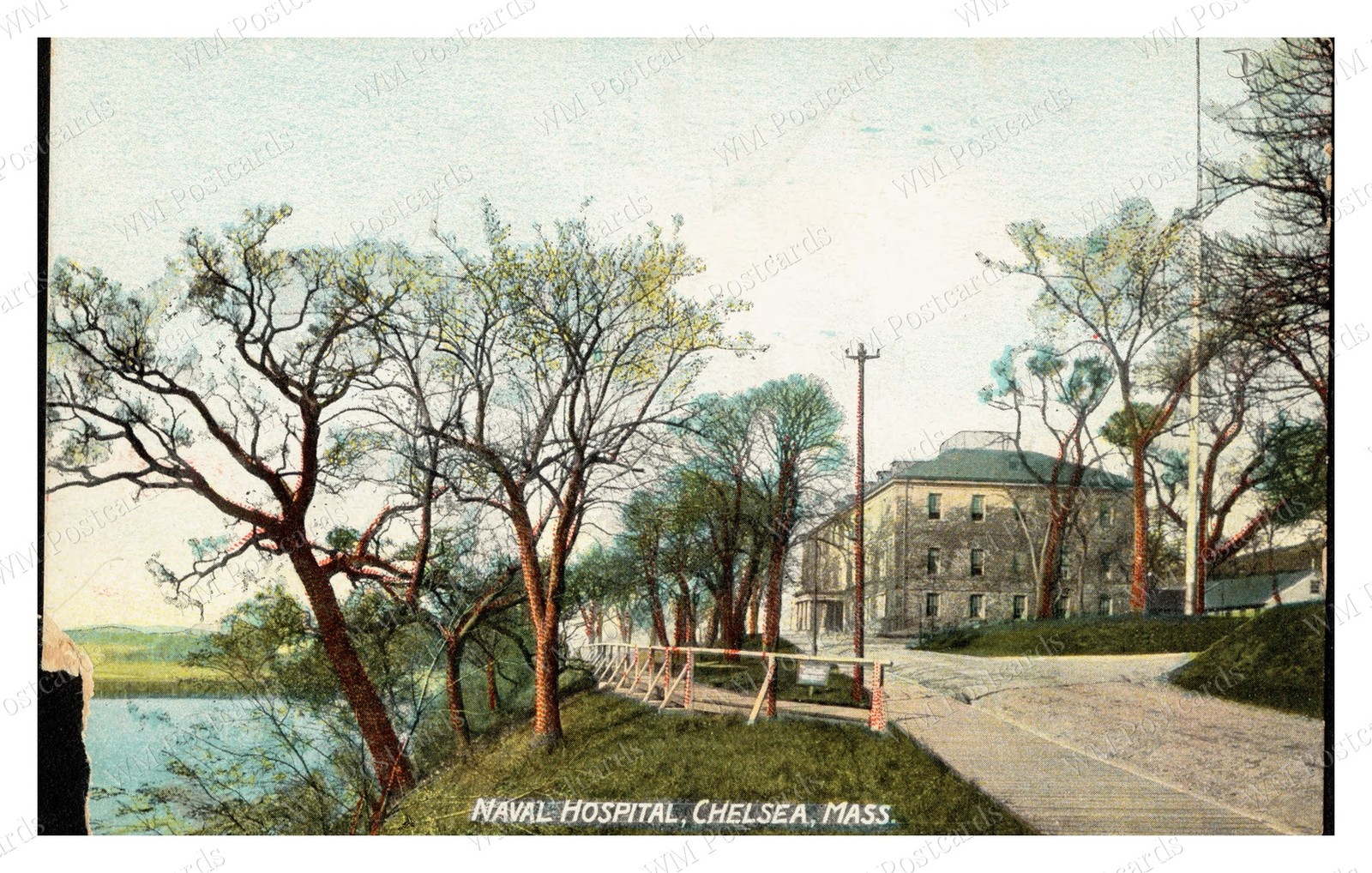 Chelsea Massachusetts 1910s Naval Hospital Grounds Building Standard Postcard