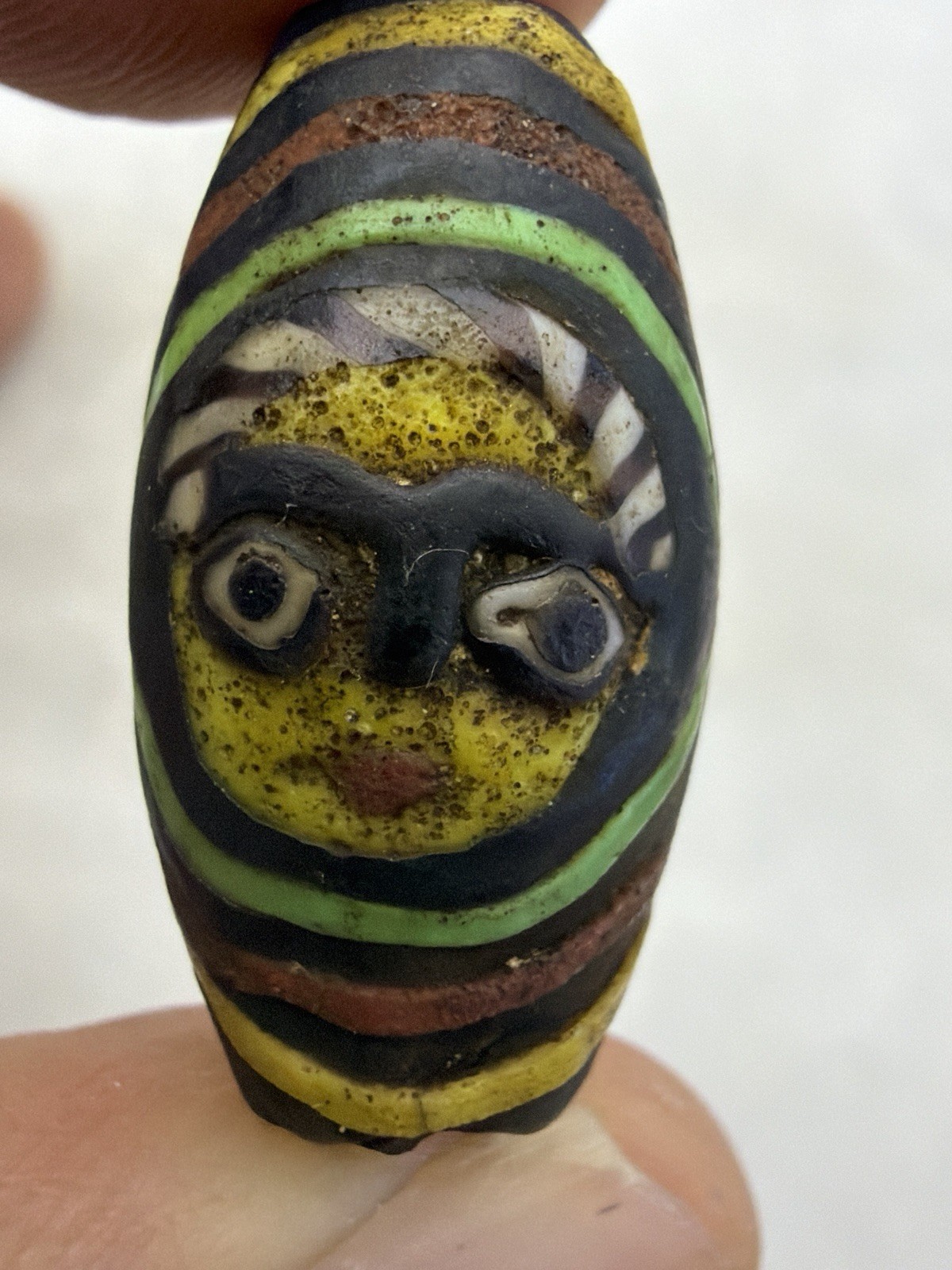 Lovely  Ancient Rare Roman Mosaic Glass Wonderful Rare Bead With Two Faces