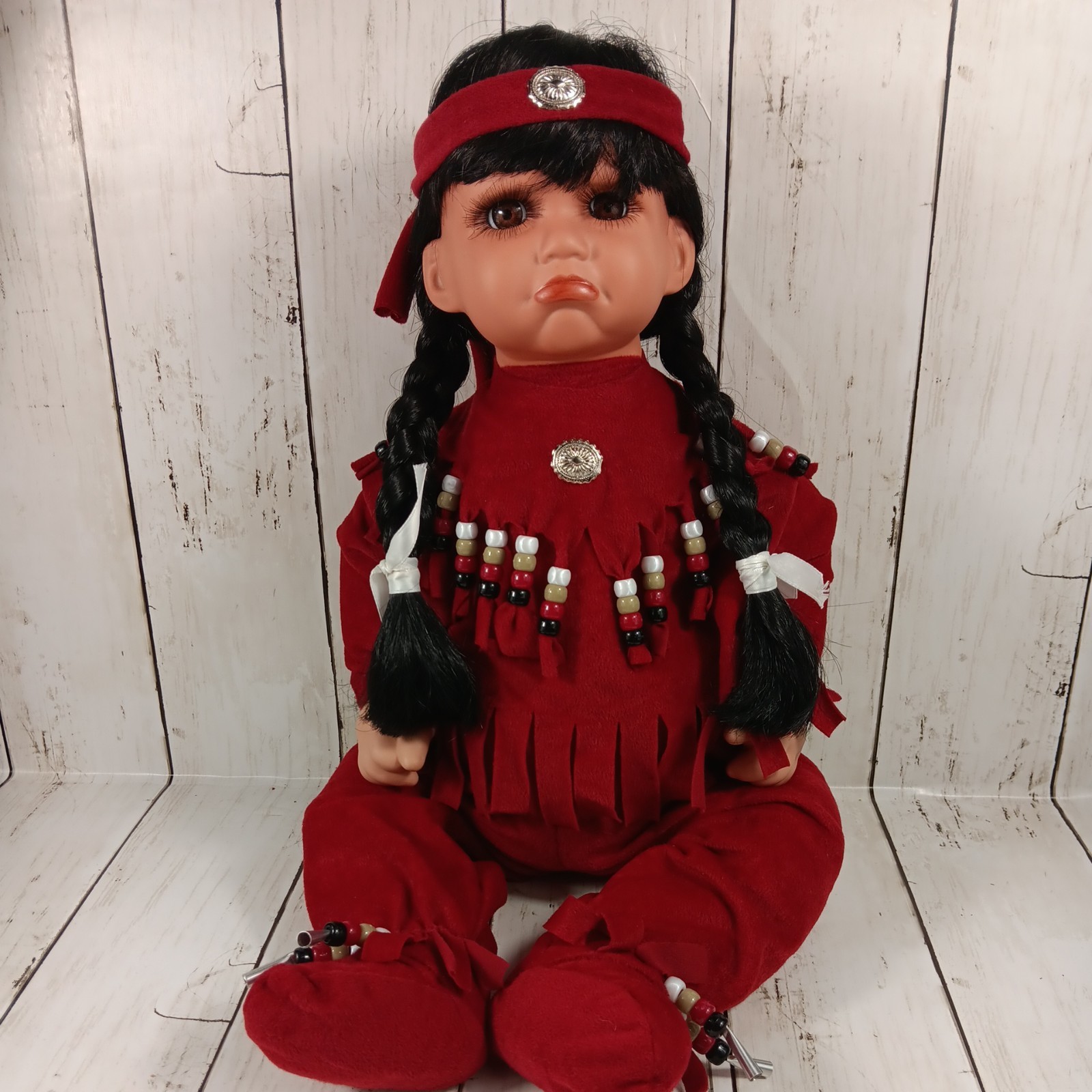 Native American Navajo Porcelain Doll by Louann Paul Limited Edition weighted Native American Navajo Porcelain Doll by Louann Paul Limited Edition weighted