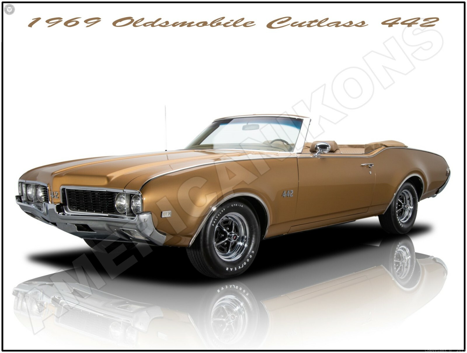 1969 Oldsmobile Cutlass 442 Convertible New Metal Sign Fully Restored Large Size