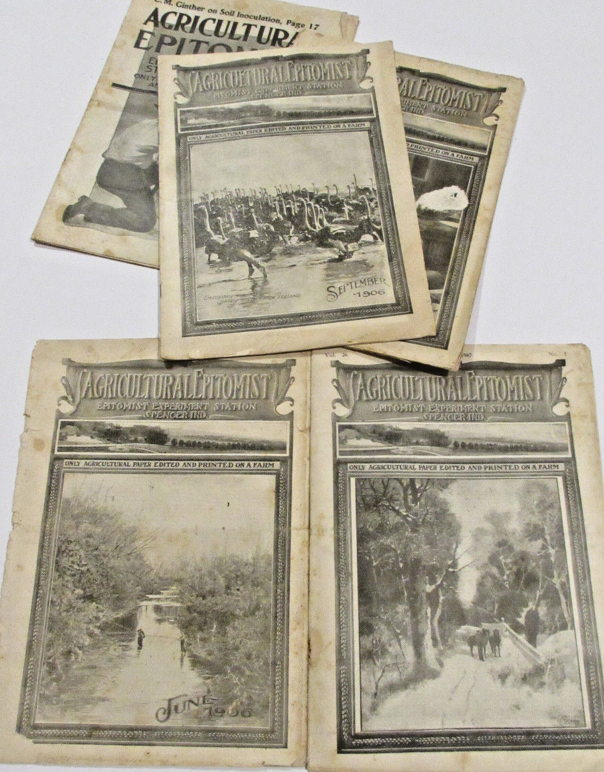 5 VTG 1906-07 \'AGRICULTURAL EPITOMIST\' MAGAZINES ONLY PAPER PRINTED ON A FARM