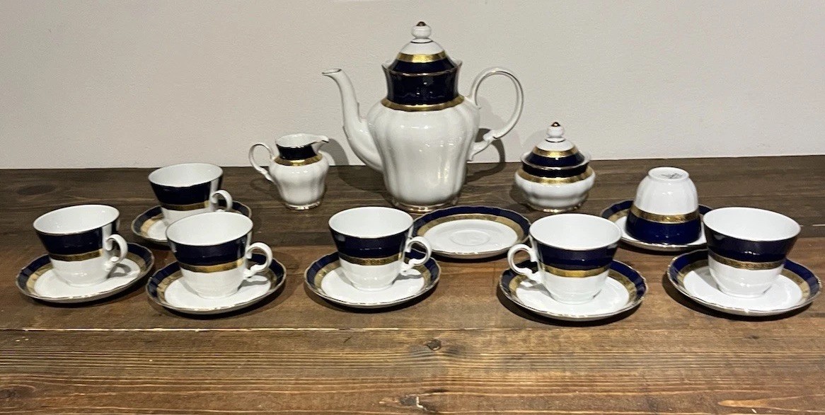 Vintage Winterling Kirchenlamitz Bavaria Echt Kobalt Tea Coffee Set 7cups,8sauce