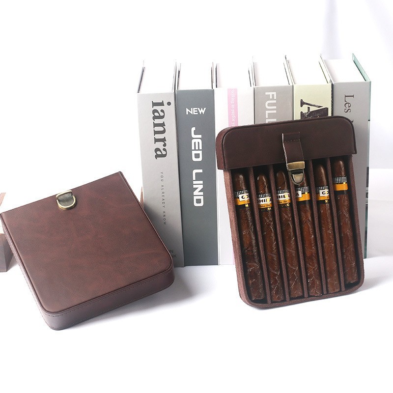 Lighter Storage Pouch Box Genuine Leather Cigar Case Humidor Travel Cigar B