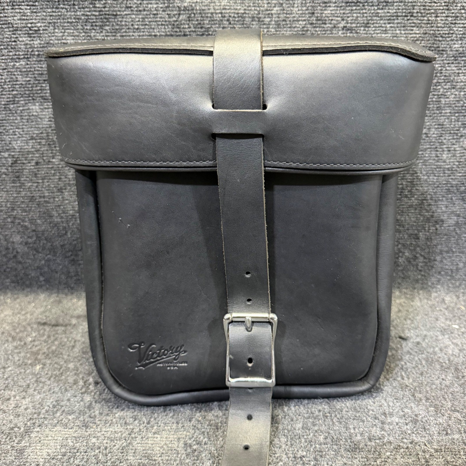 Victory Motorcycles OEM Embossed Logo Black Leather Saddlebag Storage Pouch