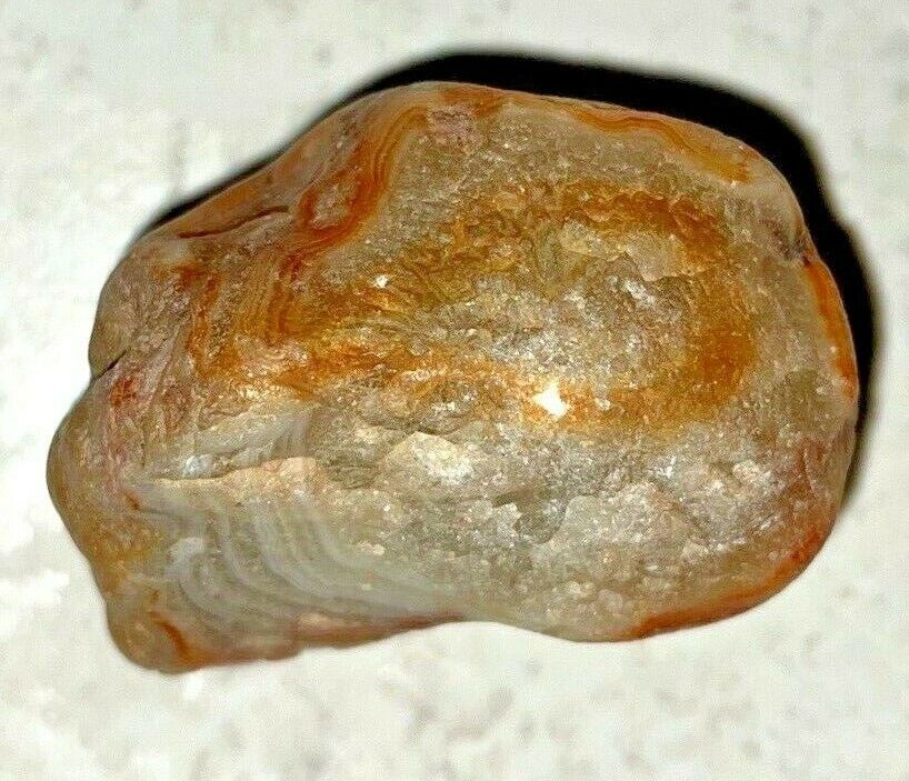 Lake Superior Agate Extremely Cool Rust Orange Floater White Banding .9 Ounces
