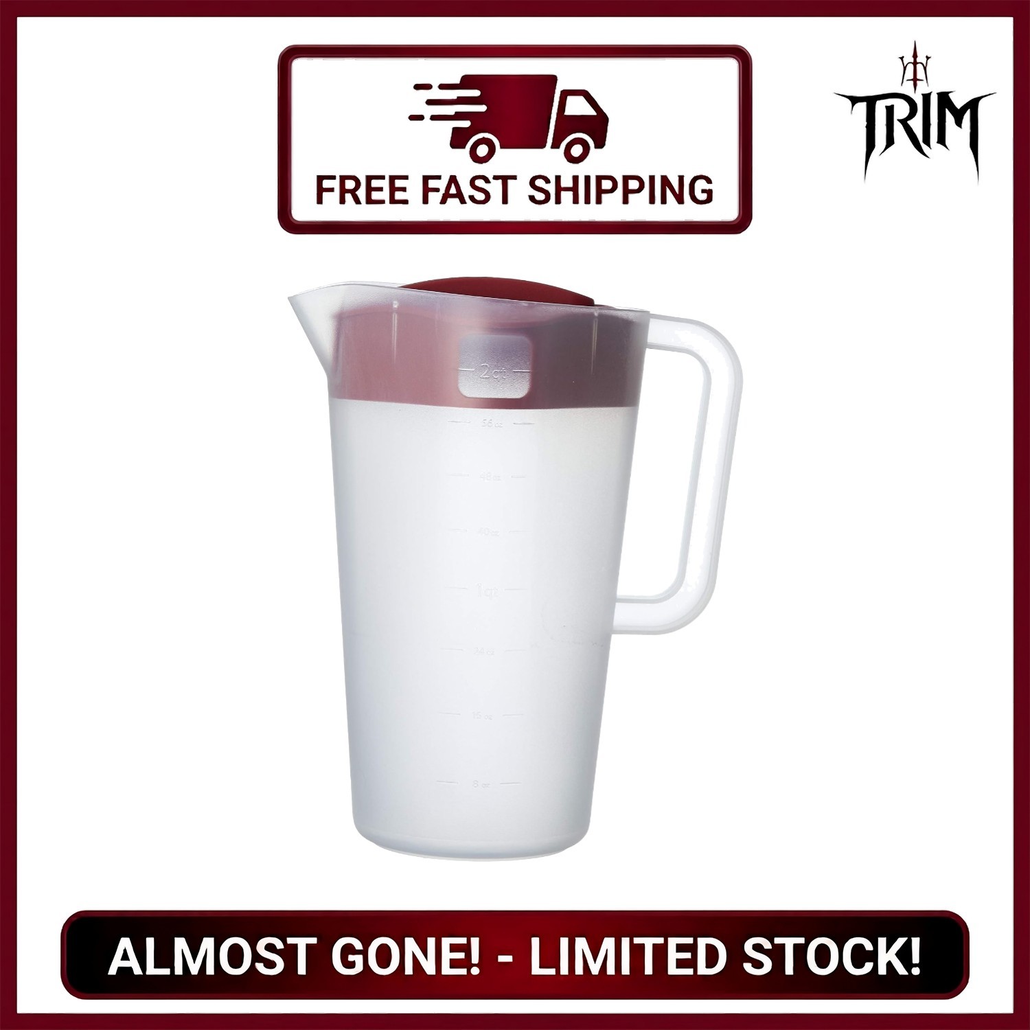 BPA-Free 1/2 Gallon Pitcher with 4-Way Lid and Strainer for Beverages