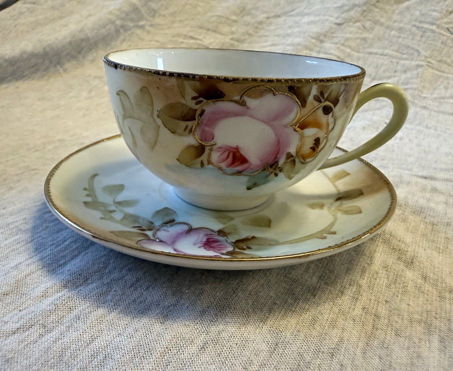 Antique Nippon Japanese Hand Painted Floral Tea Set - 11 piece ￼