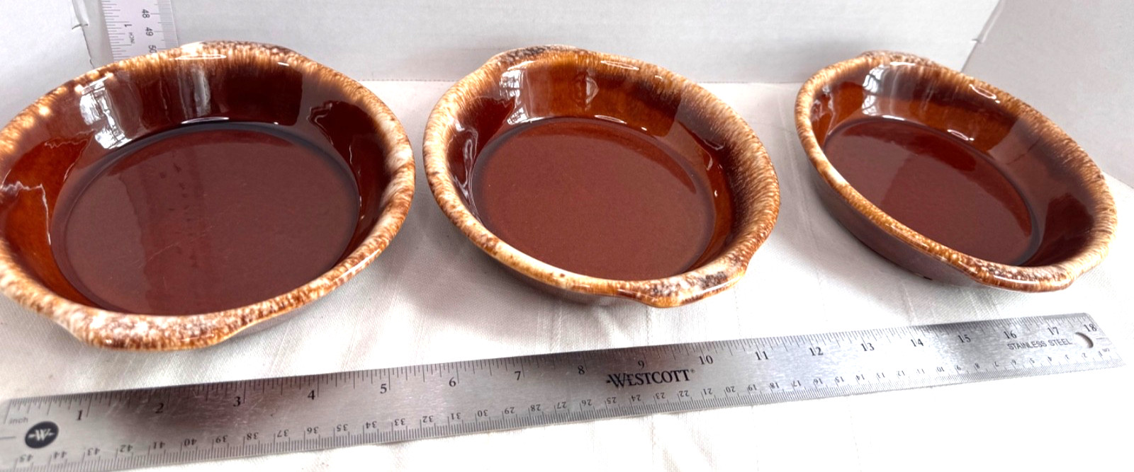 3 Piece Vintage Hull Brown Drip Casserole Serving Dish Oven Proof SEE PHOTOS