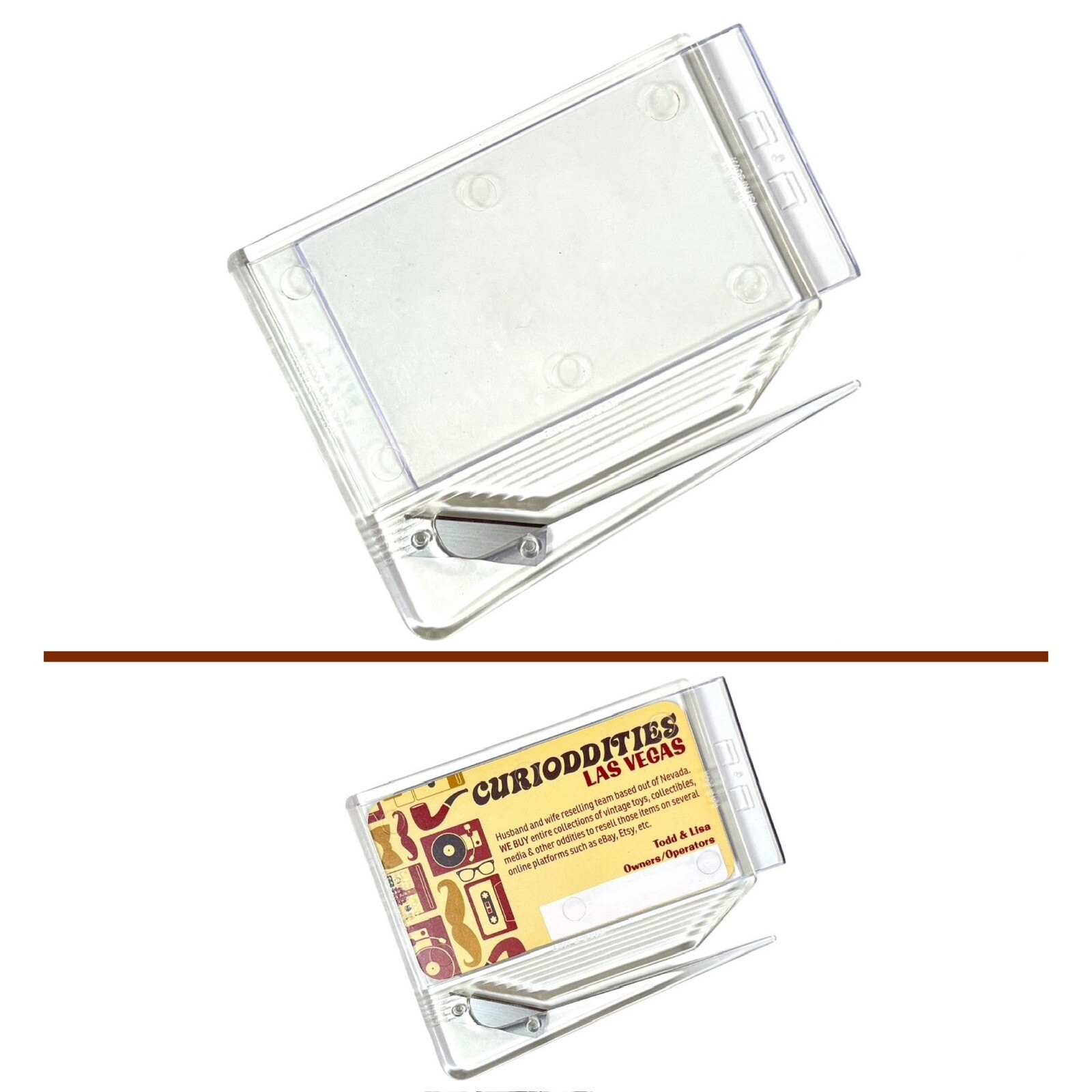 ZIPPY LETTER OPENER Clear Plastic Blank Business Card Holder Advertising Sales