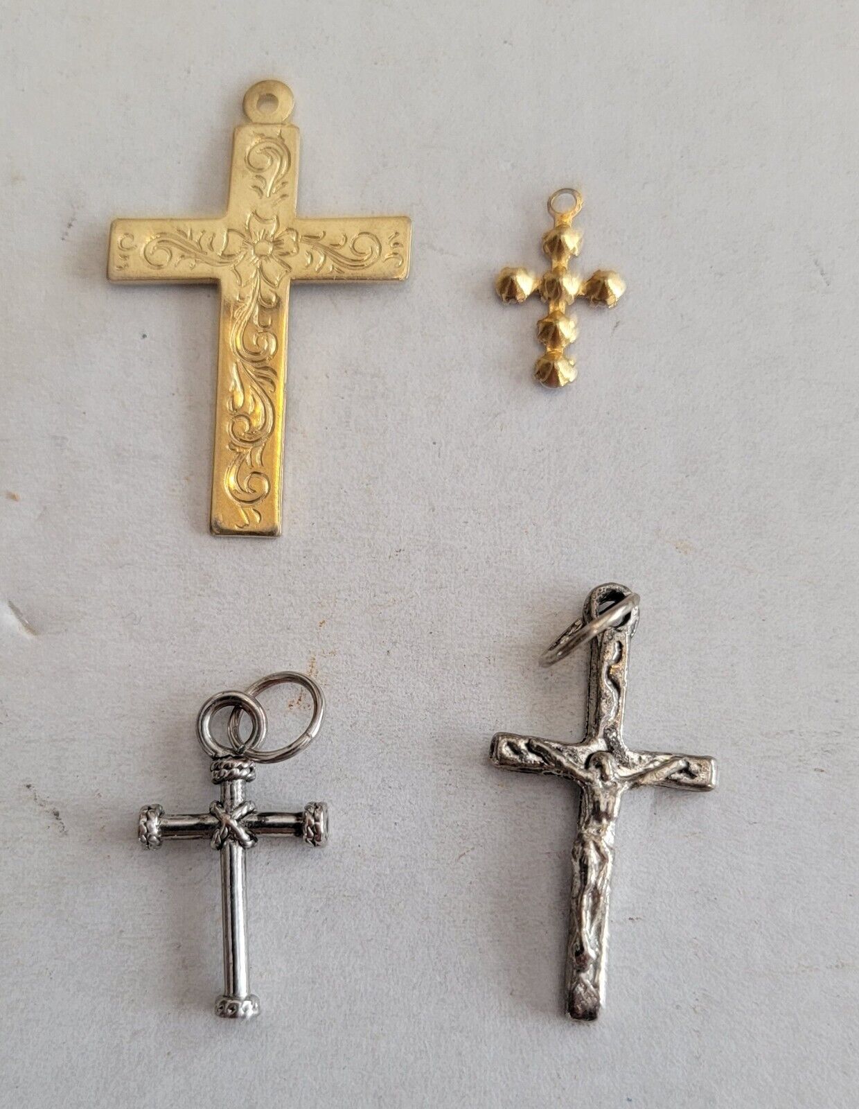 Lot of 4 Cross Religious Pendants for Necklace