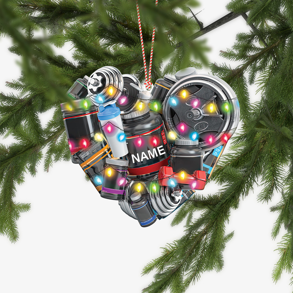 Personalized Weightlifting Ornament, Gym Christmas Ornament, Fitness Ornament